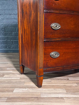 Vintage Federal Revival Mahogany Highboy Dresser w/ Brass Pulls, c.1950s