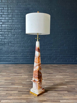 Vintage Mid-Century Obelisk Onyx Floor Lamp by Marbro, c.1960s