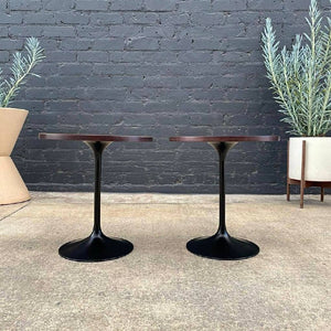 Pair of Vintage Multi-Wood Tulip Style Side Tables 2x