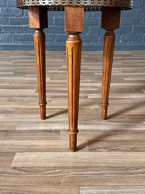 Pair of Antique French Louis XVI Style Marble-Top Side Tables w/ Brass Gallery, c.1930s