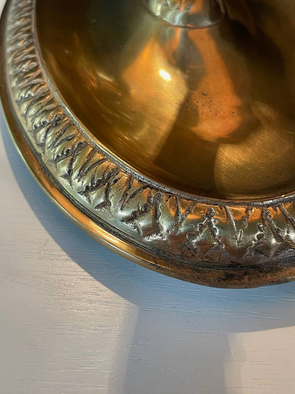 Vintage French Bouillette Double Brass Table Lamp with Tole Shade, c.1960’s