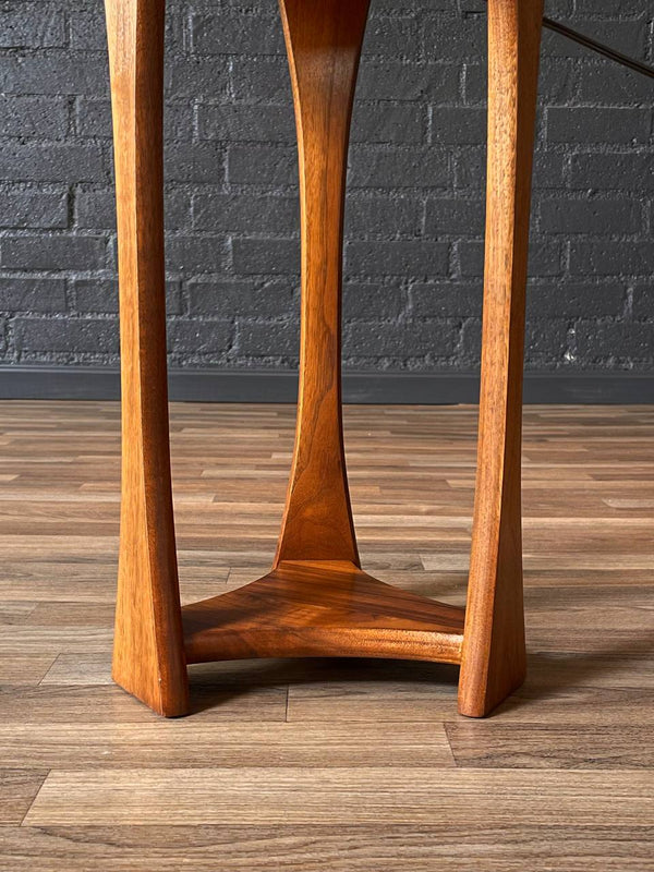 Mid-Century Sculpted Walnut Floor Lamp w/ Side Table, c.1960’s