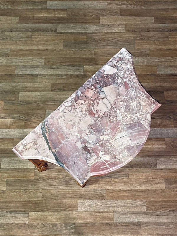 French Louis XVI Style Mahogany & Pink Marble-Top Night Stand, c.1920’s