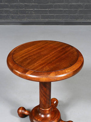 American Empire Revival Mahogany Pedestal Side Table with Acorn Feet, c.1920's