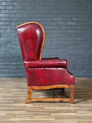 Vintage English Chesterfield Style Tufted Oxblood Wingback Chair, c.1960’s