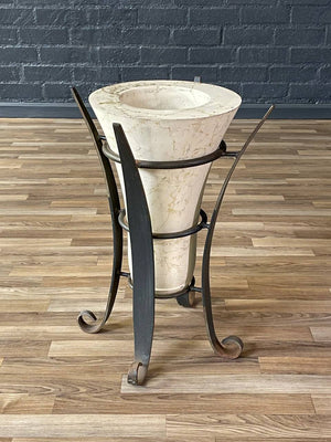 Vintage Spanish Revival Style Wrought Iron Planter w/ Scrolling Legs