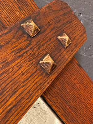 Antique Arts & Craft Mission Oak Coat Hanger Wall Mirror, c.1920’s