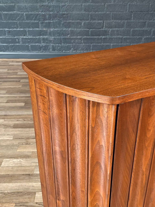 Mid-Century Modern Sculpted Walnut Bow-Front Cabinet, c.1960’s