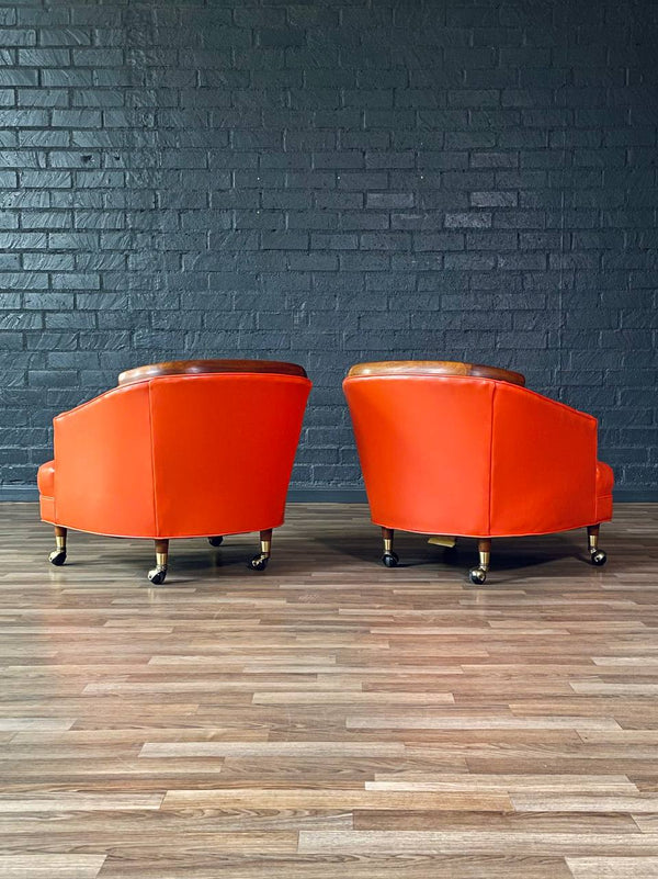 Pair of Mid-Century Californian Modern Orange Tufted Club Chairs, c.1960’s