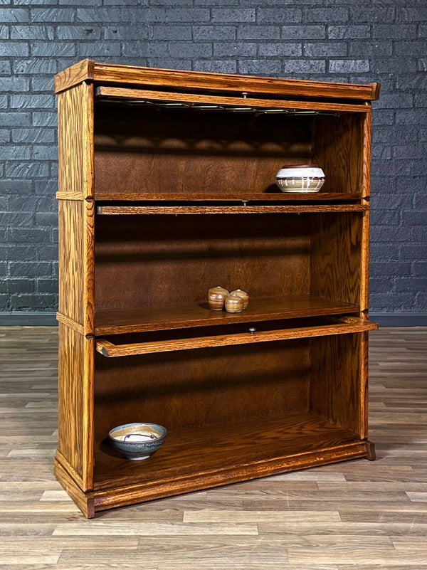 Vintage Barristers Oak & Glass 3-Tier Bookcase Shelf Cabinet, c.1960’s
