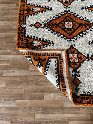 Vintage Mid-Century Modern Shag Rug w/ Geometric Tribal Pattern, c. 1970’s