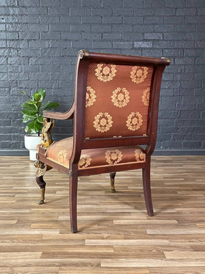 French Empire Revival Mahogany Armchair w/ Gilt Bronze Sphinx Figures, c.1900’s