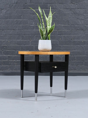 air of Mid Century Modern Natural & Ebony Wood Nightstands by Raymond Loewy for Mengel, c.1960's