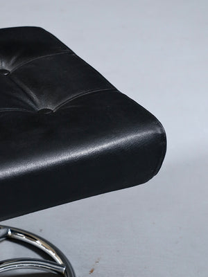 Scandinavian Modern “Stressless” Chrome & Black Leather Ottoman by Ekornes, c.1970’s