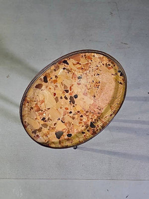 French Louis XVI Revival Breccia Marble & Brass Side Table, c.1940's
