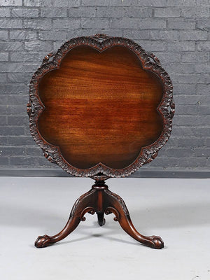 American Chippendale Revival Mahogany Pie-Crust Tilt-Top Table, c.1940's