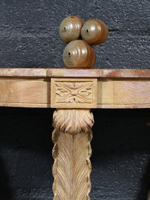 Pair of Neoclassical Revival Carved Wood Demilune Wall Consoles by Zangerle & Peterson, c.1940’s