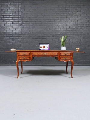 John Widdicomb Louis XV Fruitwood & Leather Top Writing Desk with Pull-Out Side Slides, c.1950's