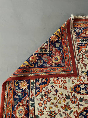 Vintage Persian-Style Hand-Knotted Wool Floral Medallion Area Rug