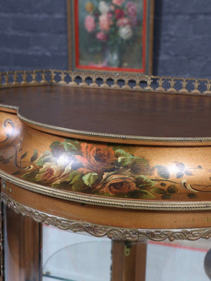 French Louis XV Style Hand-Painted Curio Vitrine Cabinet, c.1920’s