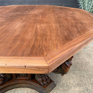 Antique Italian Renaissance Style Carved Walnut Dining Table