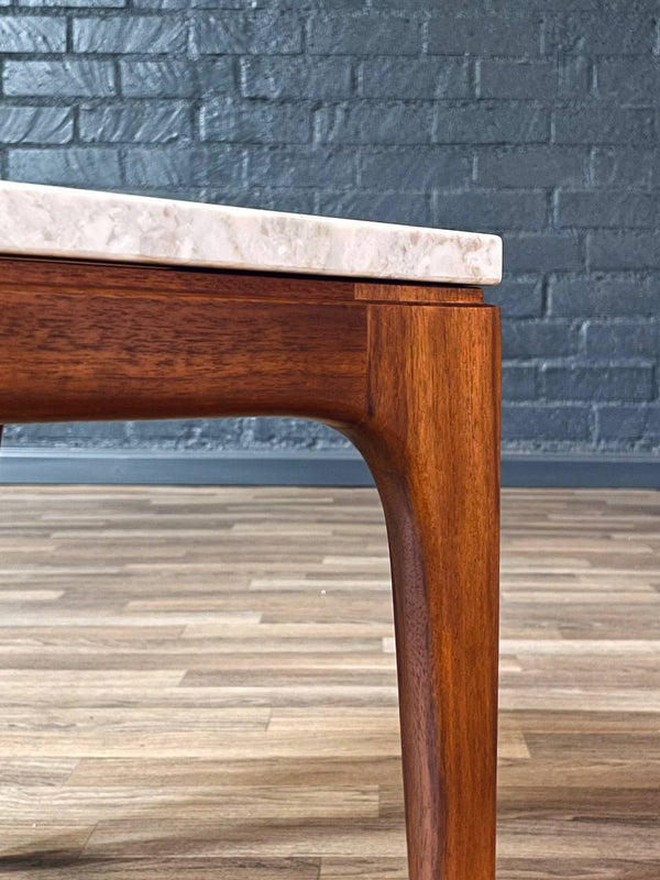 Mid-Century Modern Sculpted Walnut Side Table w/ Marble Top, c.1960’s