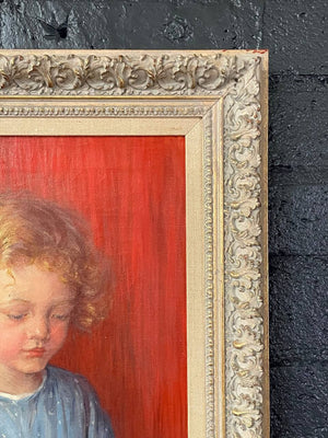 Antique California Portrait Oil Painting of Reading Girl by Wanda Neumann, c.1920’s