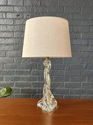 Mid-Century Modern Twisted Crystal Glass Table Lamp, c.1960’s