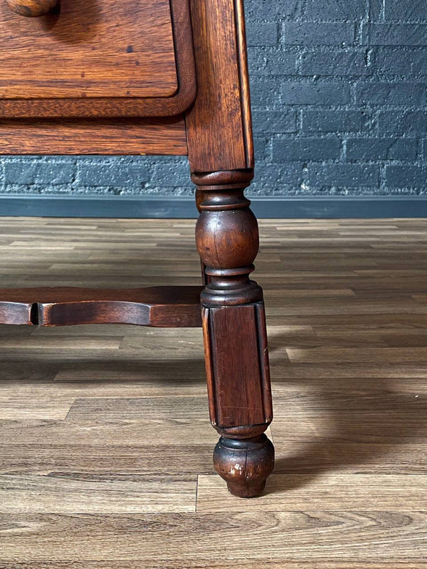 American Colonial Revival Oak Writing Desk w/ Turned Legs, c.1930’s