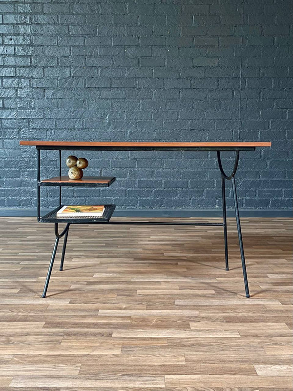 Mid-Century Modern Floating Top Iron & Walnut Writing Desk, c.1950’s