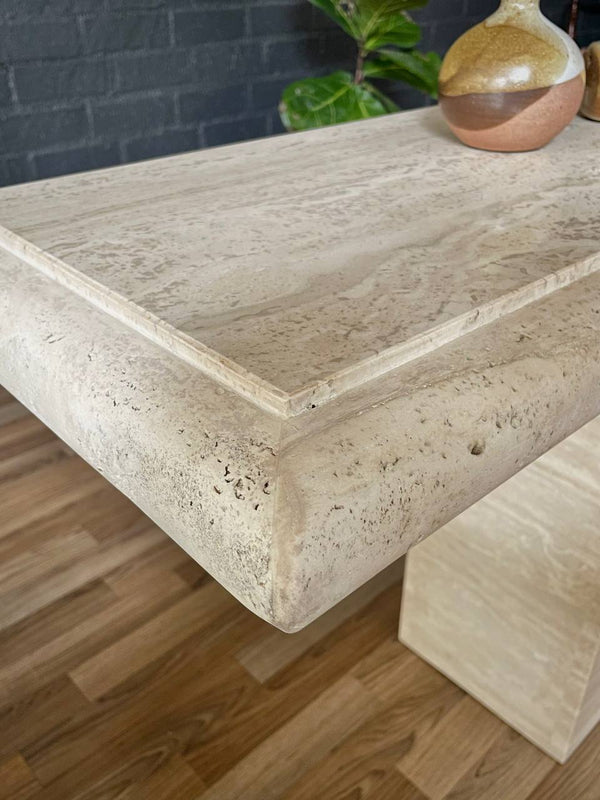 Vintage Post Modern Travertine Stone Console Table, c.1970’s