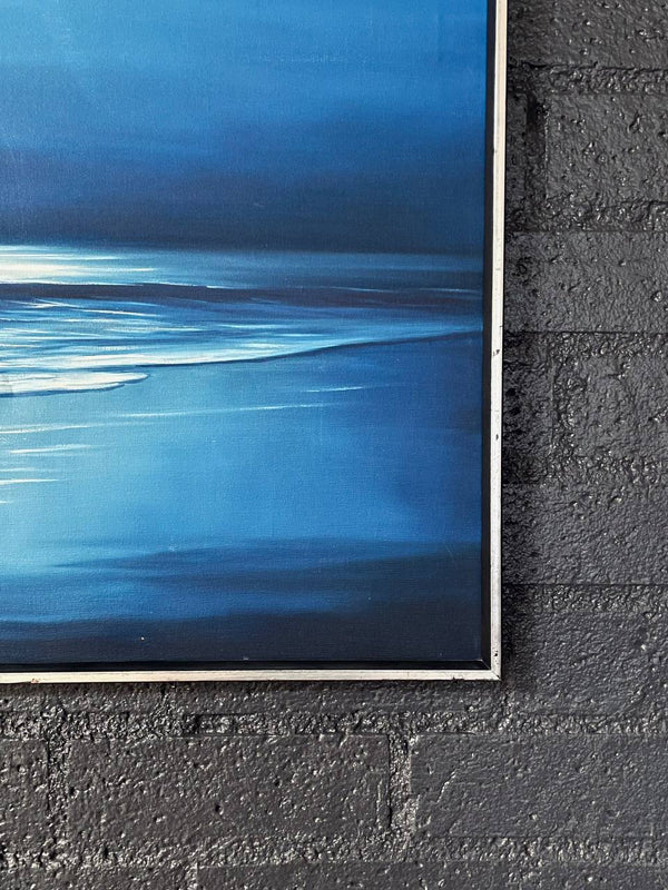 Vintage Blue Horizon Seascape Oil Painting by Delmary - Signed Original