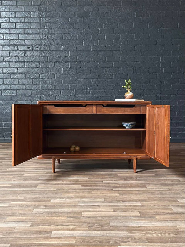 Mid-Century Modern Credenza w/ Travertine Stone & Bi-Folding Doors, c.1960’s