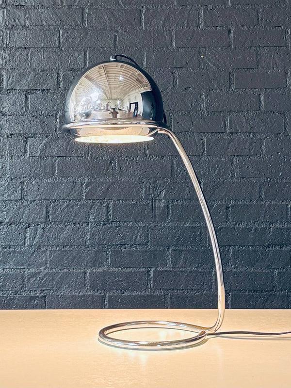 Mid-Century Space-Age Chrome Eyeball Desk Lamp w/ Loop Base, c.1960’s