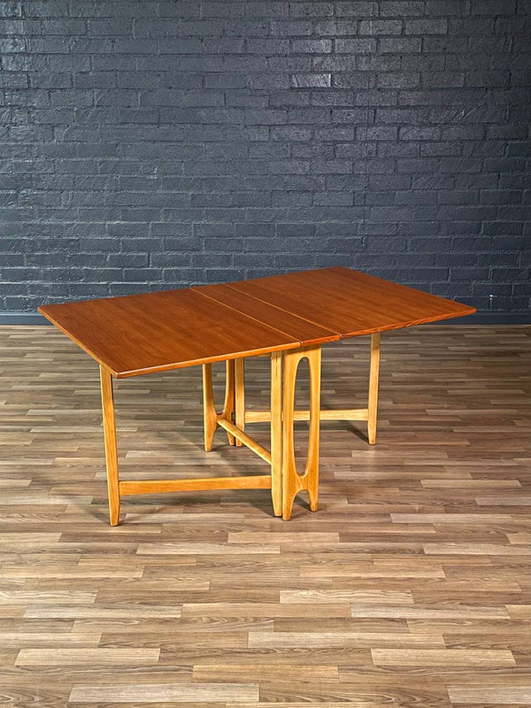 Mid-Century Norwegian Modern Teak & Birch Drop Leaf Dining Table by Bendt Winge, c.1960’s
