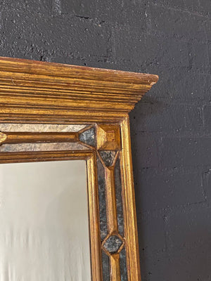 Antique Spanish Colonial Gilded Mirror w/ Distressed Glass, c.1950’s