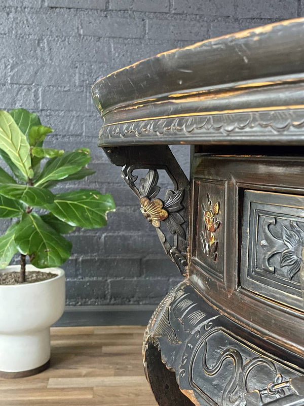 Vintage Chinese Qing Dynasty Style Hand-Carved Console or Altar Table w/ Foo Dog Motifs, c.1950’s
