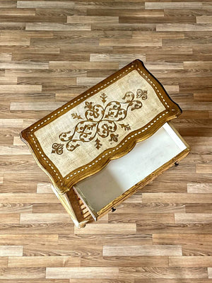 Italian Hand-Painted Venetian Tallboy Lingerie Dresser w/ Gilt Accents, c.1940s