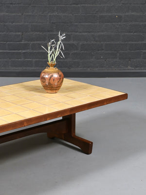 Mid-Century Modern Butter Yellow Ceramic Tile Coffee Table, c.1970’s