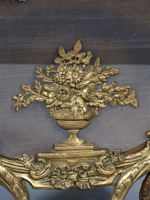 Vintage French Louis XV Style Brass Fireplace Screen, c.1950’s