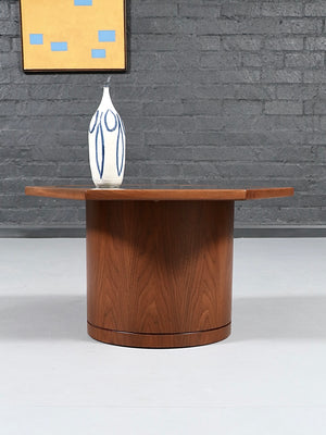 Pair of Mid-Century Modern Walnut Hexagonal Drum Side Tables, c.1960's