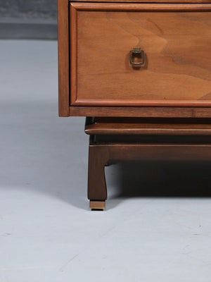 Pair of American of Martinsville Chinoiserie Walnut Night Stands, c.1960’s