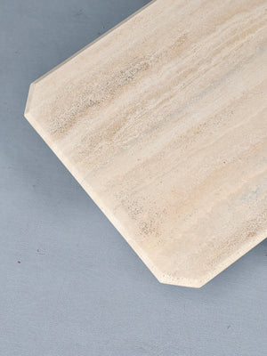 Vintage Italian Beveled Travertine Pedestal Coffee Table, c.1970’s