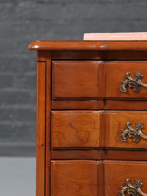 Pair of Vintage French Provincial Cherry Wood Night Stands w/ Brass Handles, c.1960's