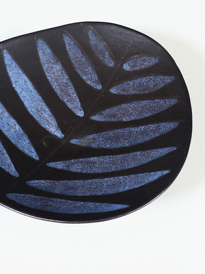 Signed Post Modern Glazed Ceramic Pattern Leaf Bowl, c.1980's
