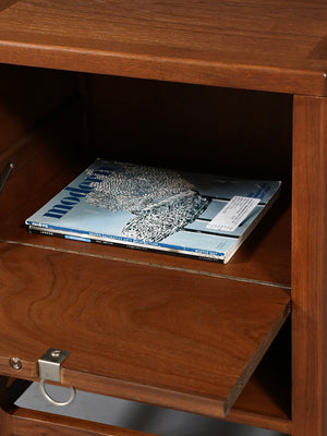 Pair of Mid Century Modern Walnut Night Stands w/ Drop Down Bookcase, c.1960’s