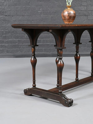 English Jacobean Revival Walnut Console Table, c.1920's