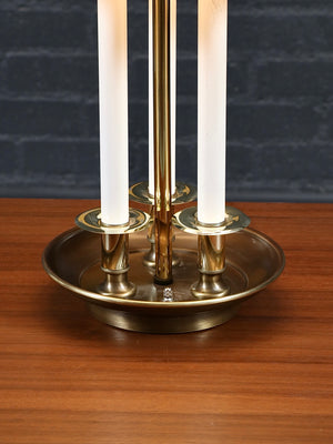 Pair of Vintage Brass Bouillotte Candlestick Style Table Lamps, c.1970's