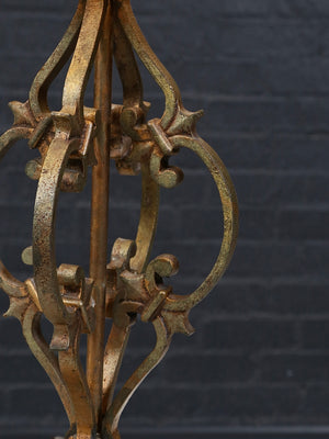 Vintage Spanish Revival Gilt Wrought Iron Scrollwork Table Lamp, c.1950’s