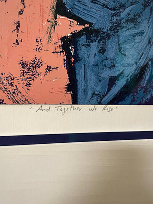 Mid-Century Modern “And Together We Rise” Abstract Serigraph Artwork by Muraina Oyelami, c.1960’s
